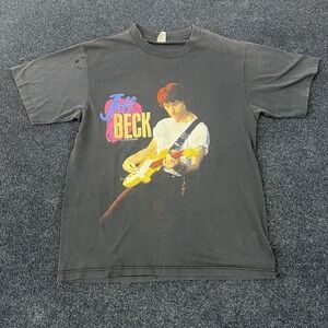 VINTAGE Jeff Beck Shirt Mens Medium Black Guitar Shop Tour Tony Hymas Bozzio 90s